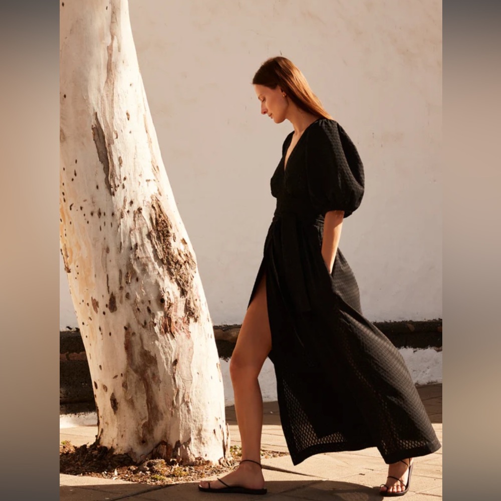 Three Graces London Bronwyn Black Resort Summer Maxi Dress